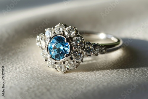 a ring with a blue stone