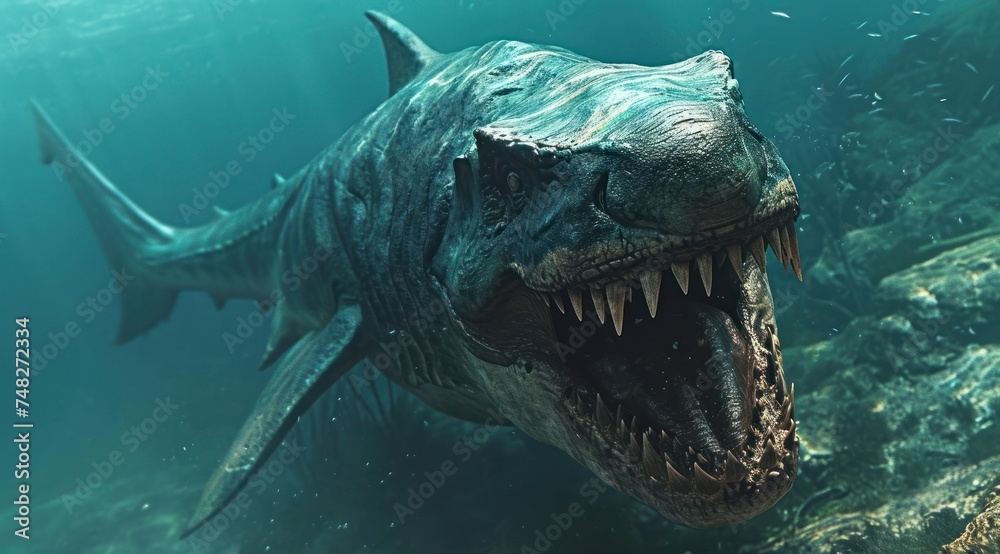 Obraz premium a large dinosaur with sharp teeth