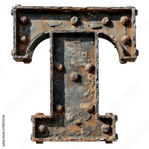 a metal letter with screws