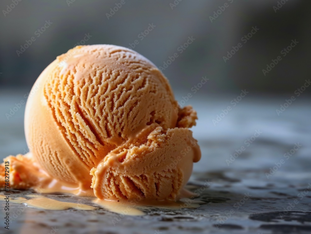 Fototapeta premium a scoop of ice cream on a marbled surface
