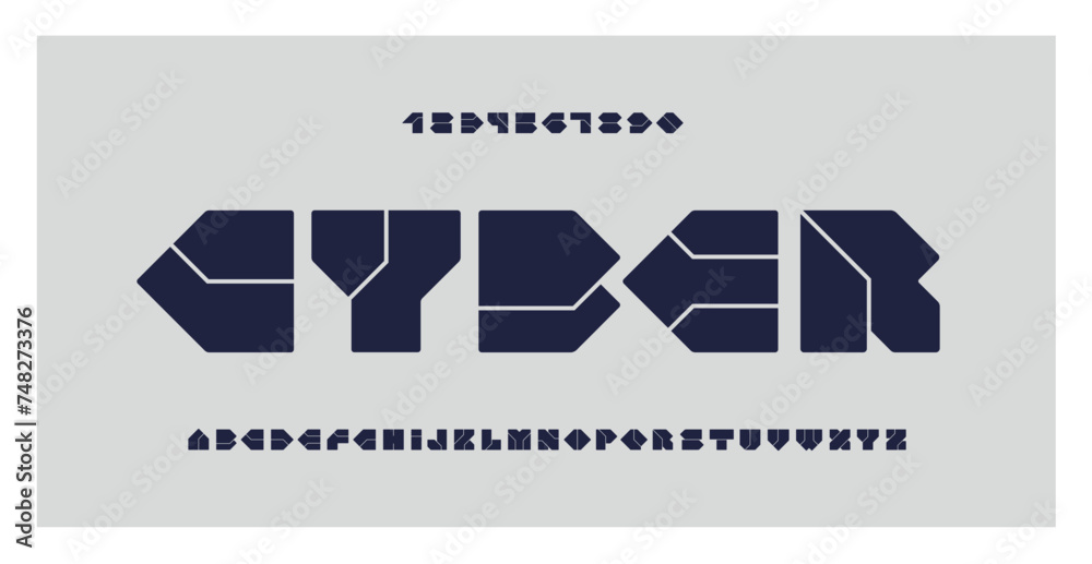Cyber font. Futuristic cyberpunk alphabet for technology, logo ...