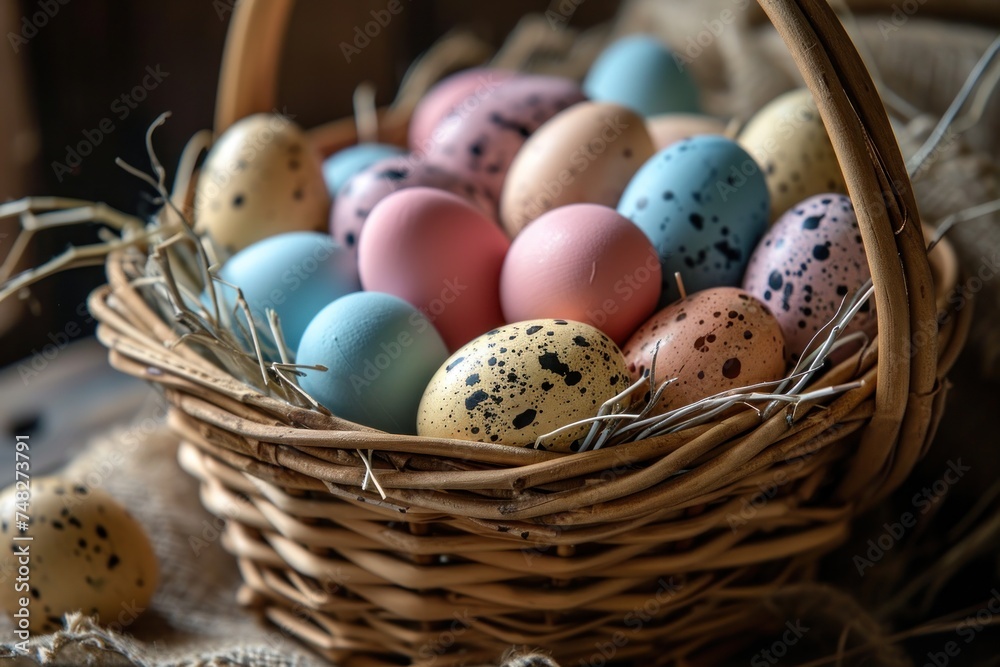 a basket full of colorful eggs a basket full of colorful eggs