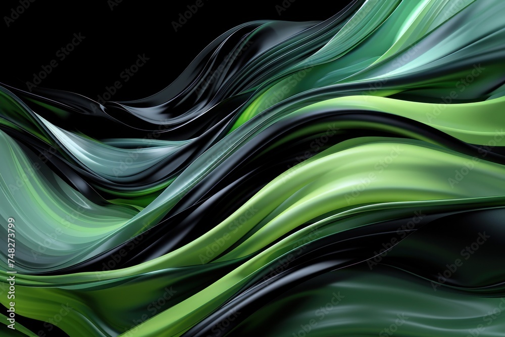 Obraz premium a black and green wavy fabric