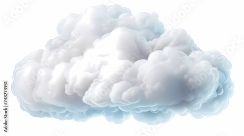 Abstract fluffy white clouds isolated on white background. Weather forecast symbol.