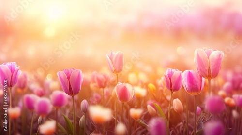 Pastel multicolor tulip background for women s day in march spring floral design concept