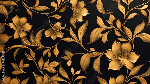 flowers luxury wallpaper gold texture
