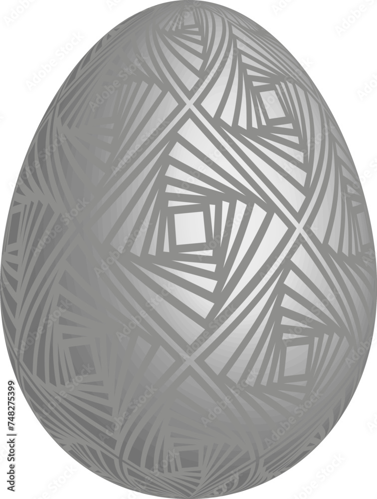 Easter egg decorated with 3D effect geometrical grid on silver background vector Easter egg decorated with 3D effect geometrical grid on silver background vector