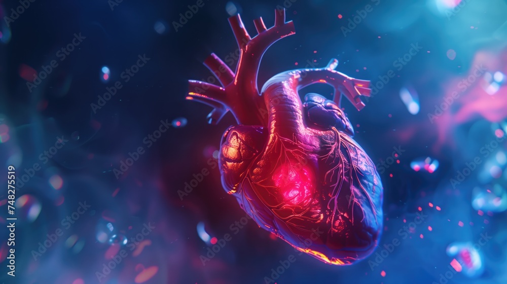 3d mockup of a heart shown in abstract animation - obrazy, fototapety, plakaty 