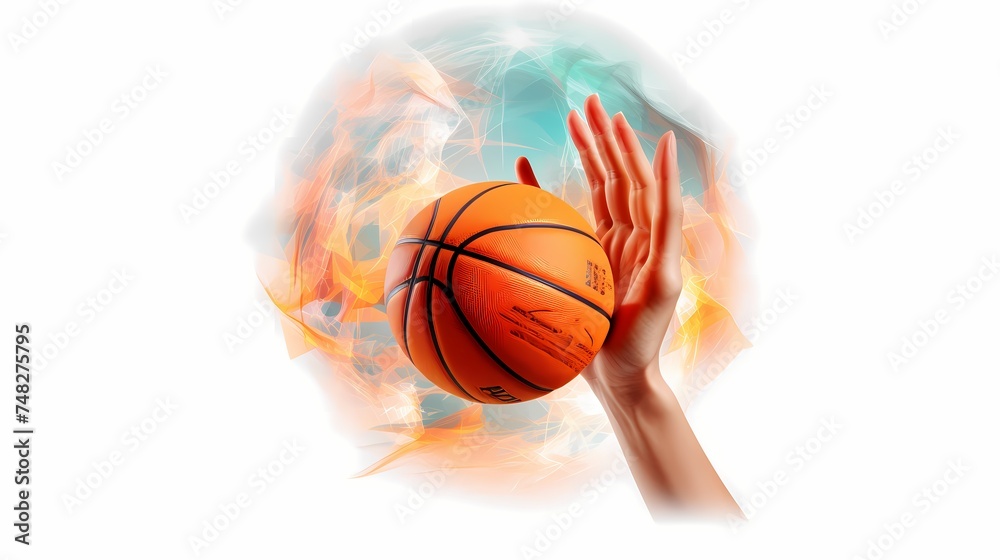 Hands holding a basketball,hands close-up