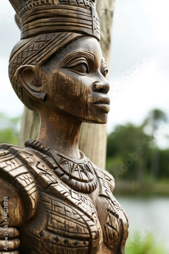 a wood carving of a woman © sam
