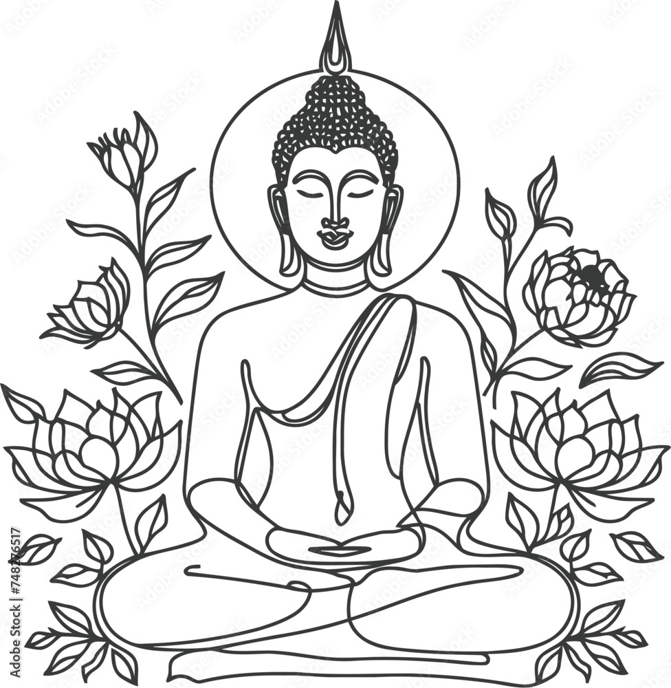 buddha meditation in continuous line drawing minimalist, simplicity contour, buddha meditation in continuous line drawing minimalist, simplicity contour,