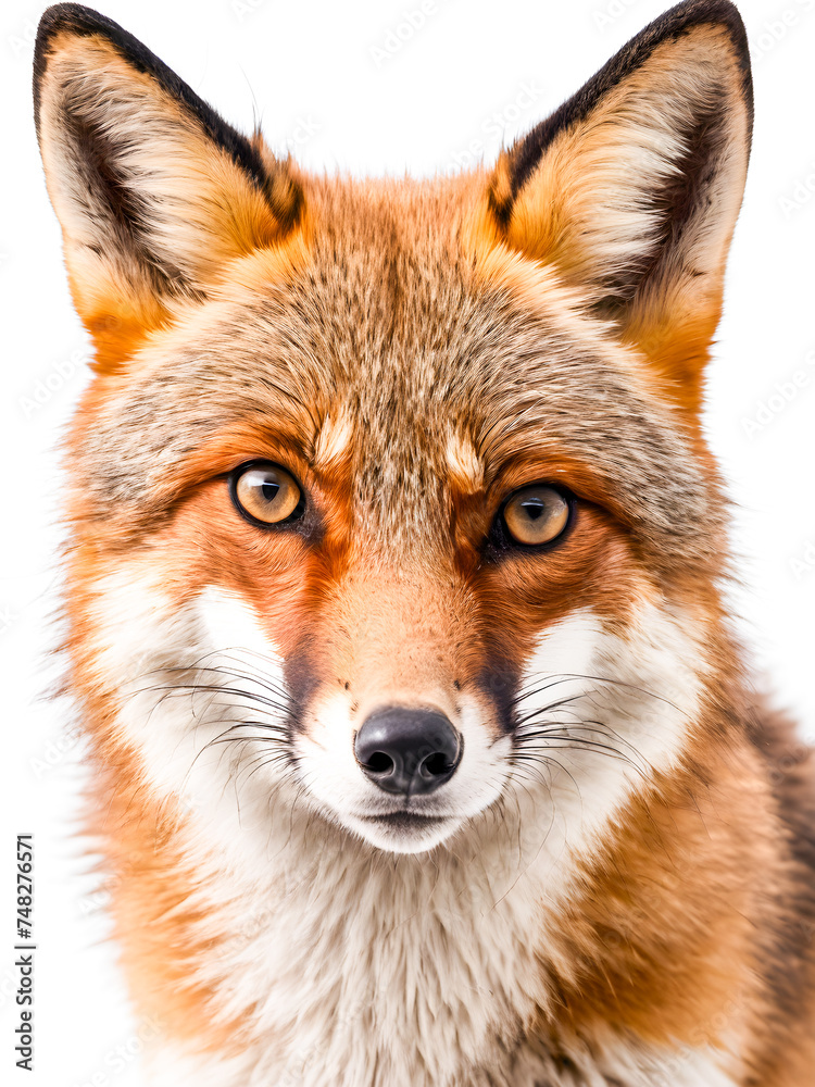 Fototapeta premium Portrait of a red fox on a white background. Close-up