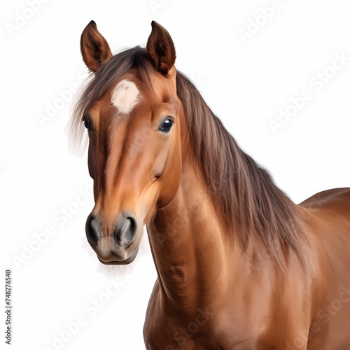 Horse face shot isolated on transparent background cutout