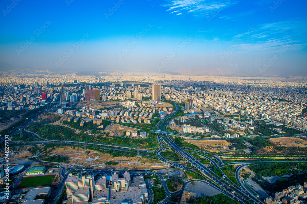 Aerial View of Tehran's Expansive Cityscape at Dusk, Iran