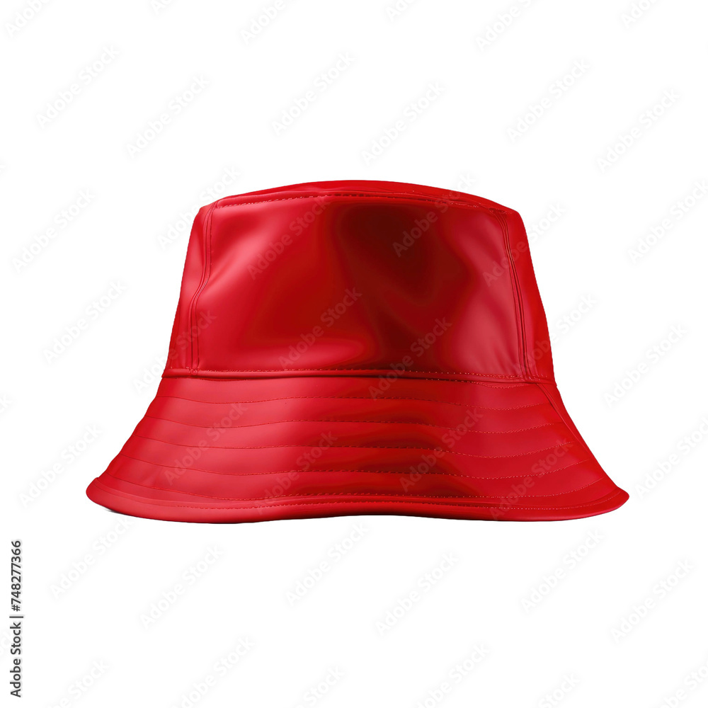 Fototapeta premium Red bucket hat isolated on transparent a white background