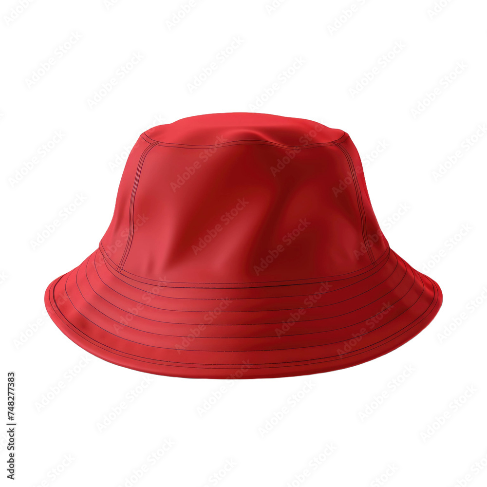 Red bucket hat isolated on transparent a white background Red bucket hat isolated on transparent a white background