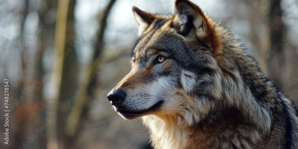 a wolf looking towards the camera