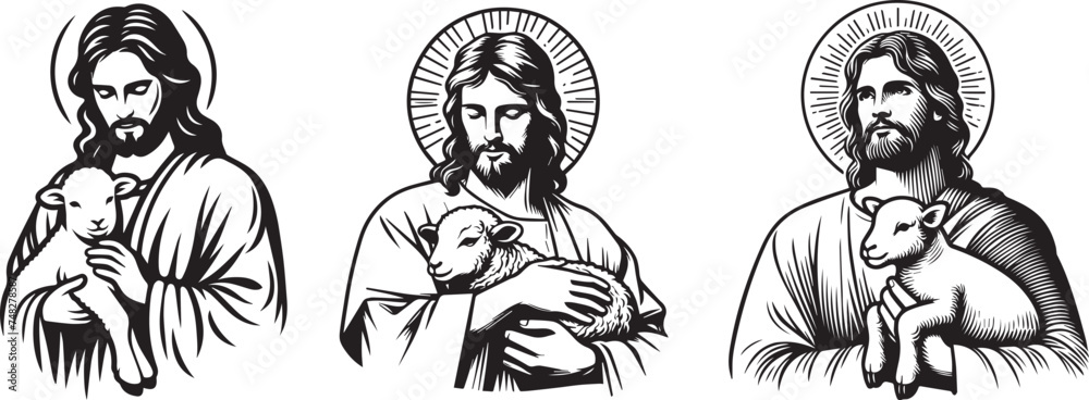 Jesus with a lamb in his arms
