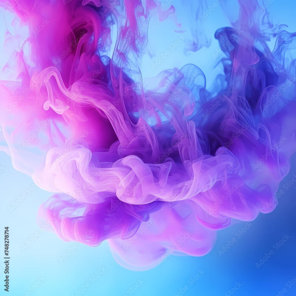 Colorful smoke or ink swirling and floating in the air.