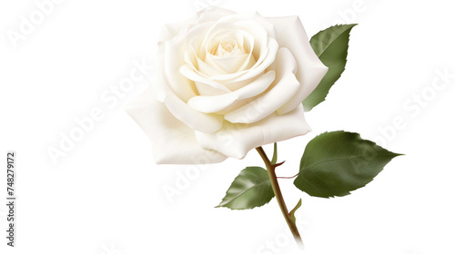 Single white rose isolated on transparent background 