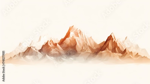 Panorama island, hill, mountain isolated on a white background, with clipping path.
