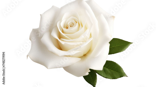 Single white rose isolated on transparent background 