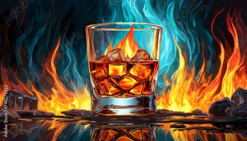 whisky en las rocas alcohol photo