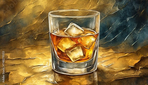 whisky en las rocas ilustracion © eduardo