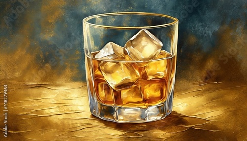 whisky en las rocas ilustracion © eduardo