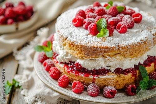 Wallpaper Mural a cake with raspberries and whipped cream on top Torontodigital.ca