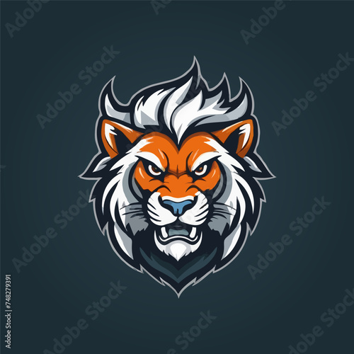 Colorful Tiger roaring vector mascot illustration. Tiger. Roaring tiger logo. Tiger growling  grinning  Beautiful  breathtaking tiger