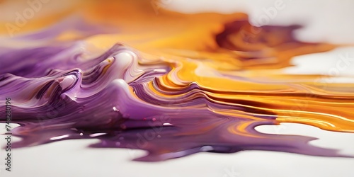 An abstract blur of saffron and amethyst colors with a grainy texture on a white background photo