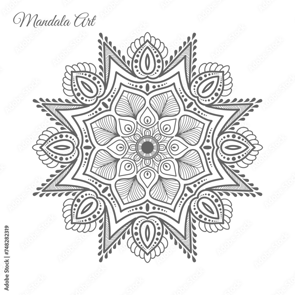 Charming Hand-Drawn Floral Mandala Vector Blossoms & Leaves Adorn a Pure White Canvas! Charming Hand-Drawn Floral Mandala Vector Blossoms & Leaves Adorn a Pure White Canvas!