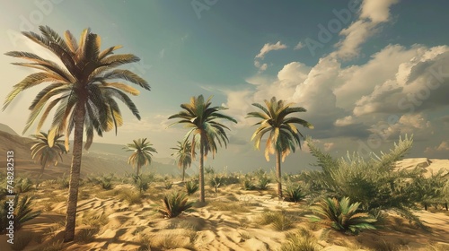 Palms standing tall amidst the vast expanse of the desert