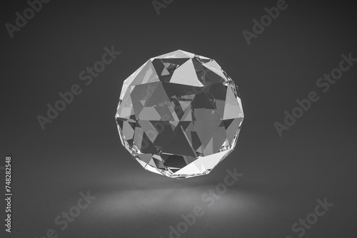 glass sphere floating in the air over infinite single colored background, cosmetic product presentation,  3D Illustration
