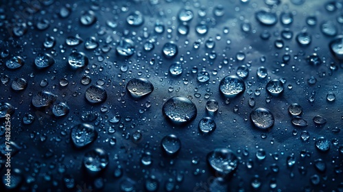 Drops of water on a dark blue background