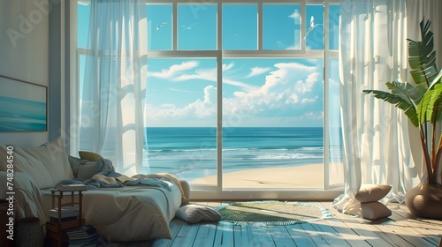 Dreamlike Ocean View through a Large Window
