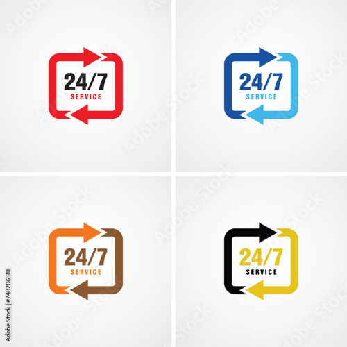 24/7 Support Icons Communicate Availability Clearly photo