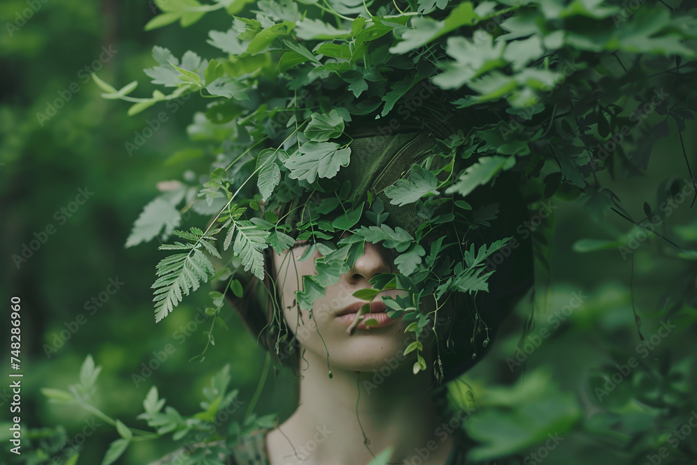 Person Amidst Dense Greenery, Generative AI Person Amidst Dense Greenery, Generative AI