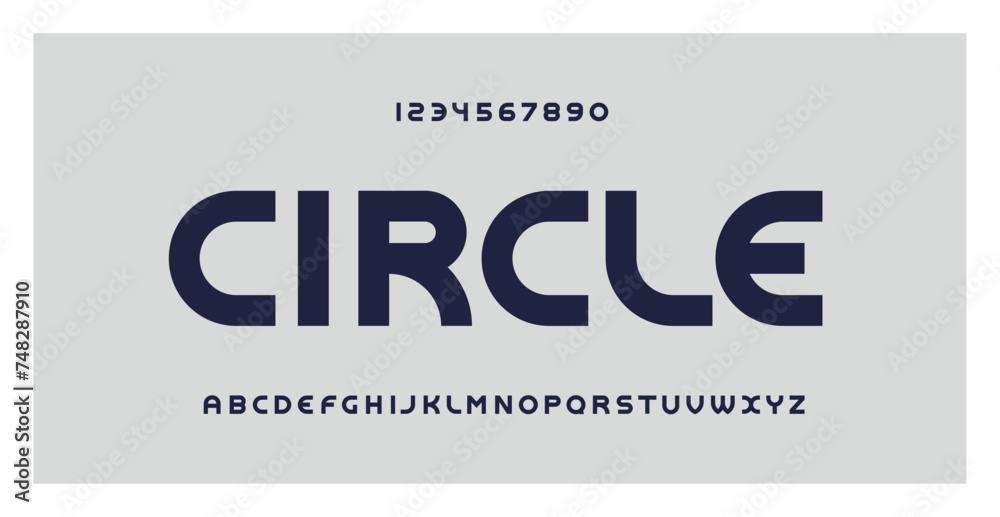 Circle font. Classic design for logo, poster, web, headline, fashion. Round style. Elegant letters and numbers. Typography bold uppercase. Abstract digital modern alphabet fonts. Vector Illustration