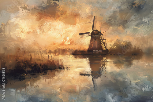 impressionism art dutch windmill © Femke