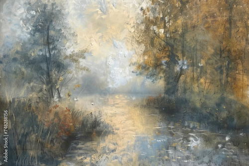 impressionism art nature forest green