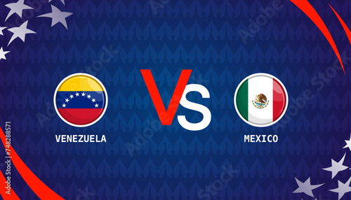 Venezuela vs Mexico broadcast template for sports Copa America 2024. vector illustration