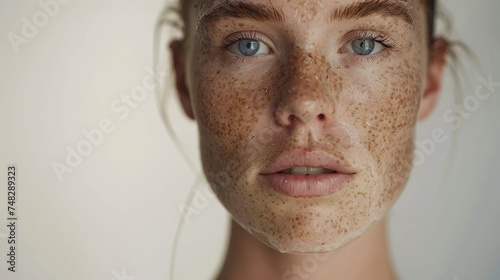Acne Skin Damage Before-and-after depiction of acne-prone skin transformed by skincare products photo