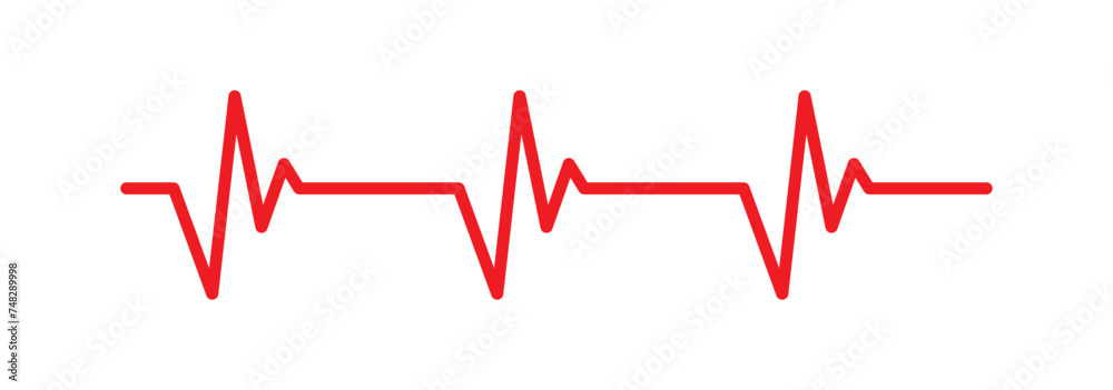  Heartbeat red line icon. ECG, cardiogram line icon. Heart beat wave. Heartbeat sign in flat design. Heartbeat graph vector. vector illustration.