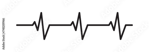 Heartbeat silhouette line icon. ECG, EKG cardiogram silhouette line icon.  Heartbeat graph vector. Heart beat wave. Heartbeat sign in flat design.  vector illustration. photo