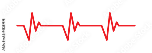  Heartbeat red line icon. ECG, cardiogram line icon. Heart beat wave. Heartbeat sign in flat design. Heartbeat graph vector. vector illustration.
