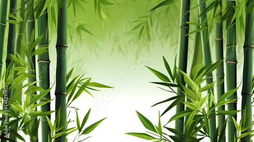 Bamboo forest  tall bamboo stalks  tranquil and Zen green background