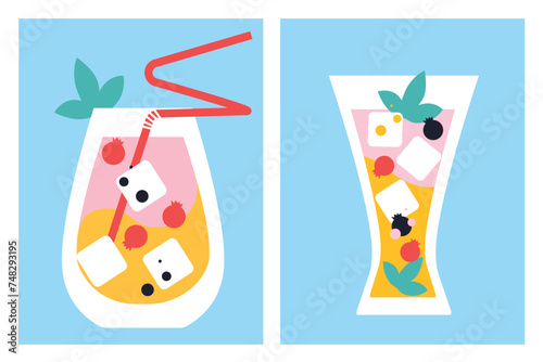 Cocktail bar. Alcoholic drinks set. Martini, tequila, whiskey. Menu design template. Happy Hour. Vector. 