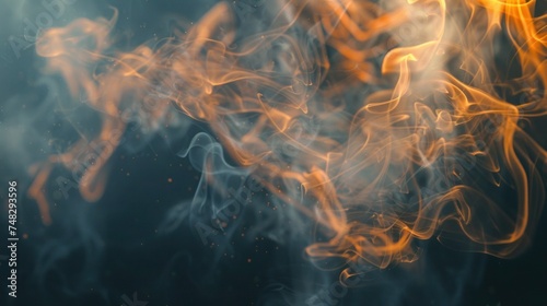 Fire flame texture, Abstract thin streams smoke and flames on a black background